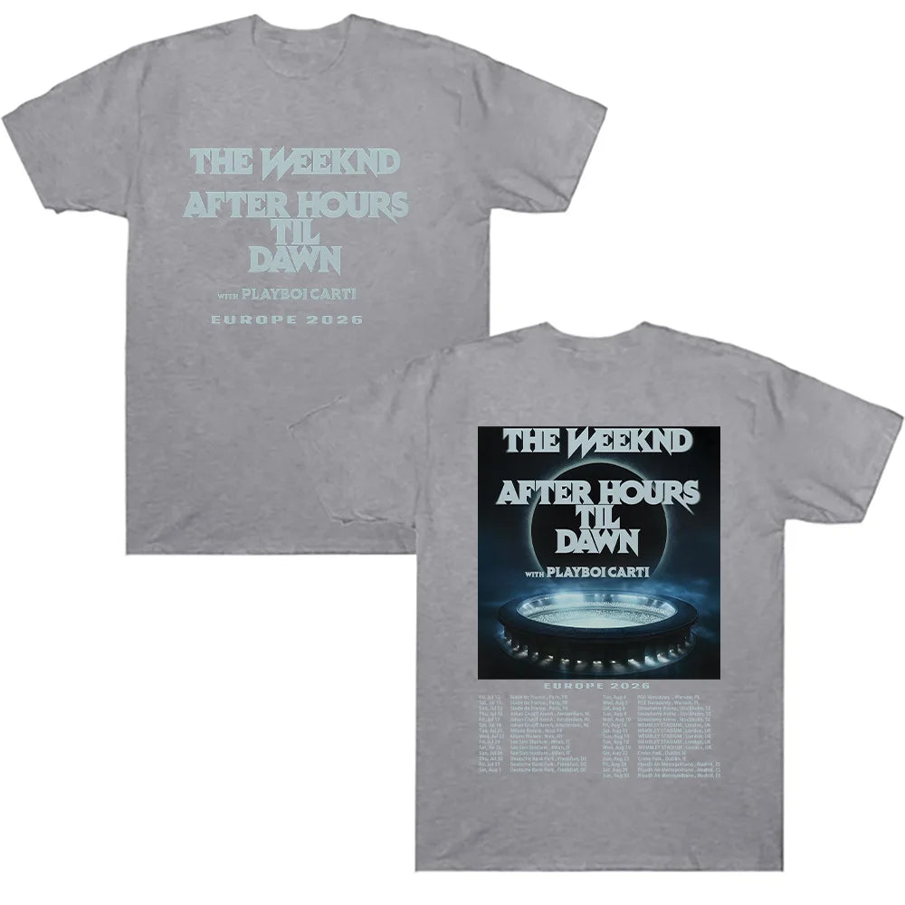 TheWeeknd After Hours Til Dawn Europe 2026 Tees Graphic T Shirts Women Men Hip Hop T-shirt Trendy Style Clothes Cotton T-shirts