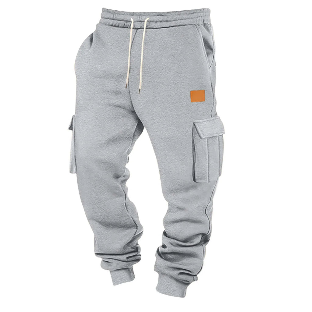Men's Cargo Pants 2025 New Casual Loose Autumn Winter Straight Baggy Pants Multi-Pockets Solid Color Pinting Sweatpants ﻿