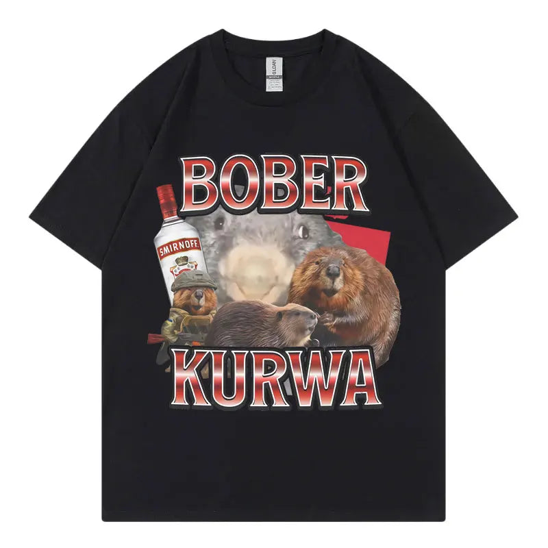 Tee Shirt Homme Graphic T-Shirts Men Tshirt for Men Ropa Hombre Bober Kurwa Fun Mouse Meme Short Sleeved Round Neck Y2k Tshirt