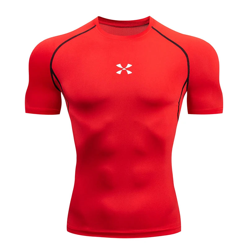 Compression T Shirt Men Summer Sportswear Running T-shirt Elastic Quick Dry Sport Tops Tee Athletic Gym Workout Shirts Men