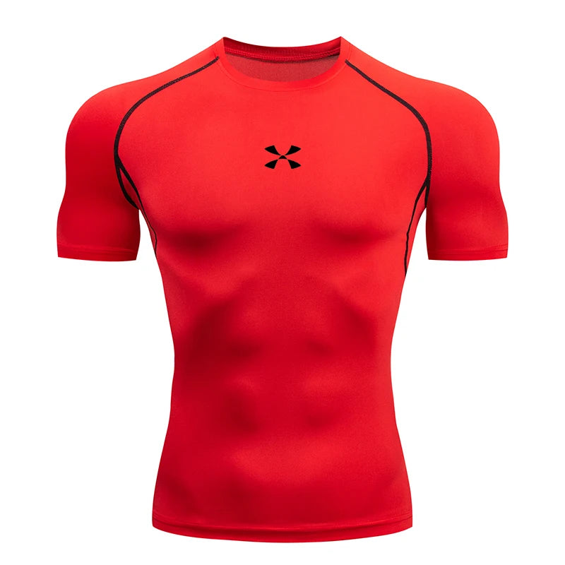 Compression T Shirt Men Summer Sportswear Running T-shirt Elastic Quick Dry Sport Tops Tee Athletic Gym Workout Shirts Men