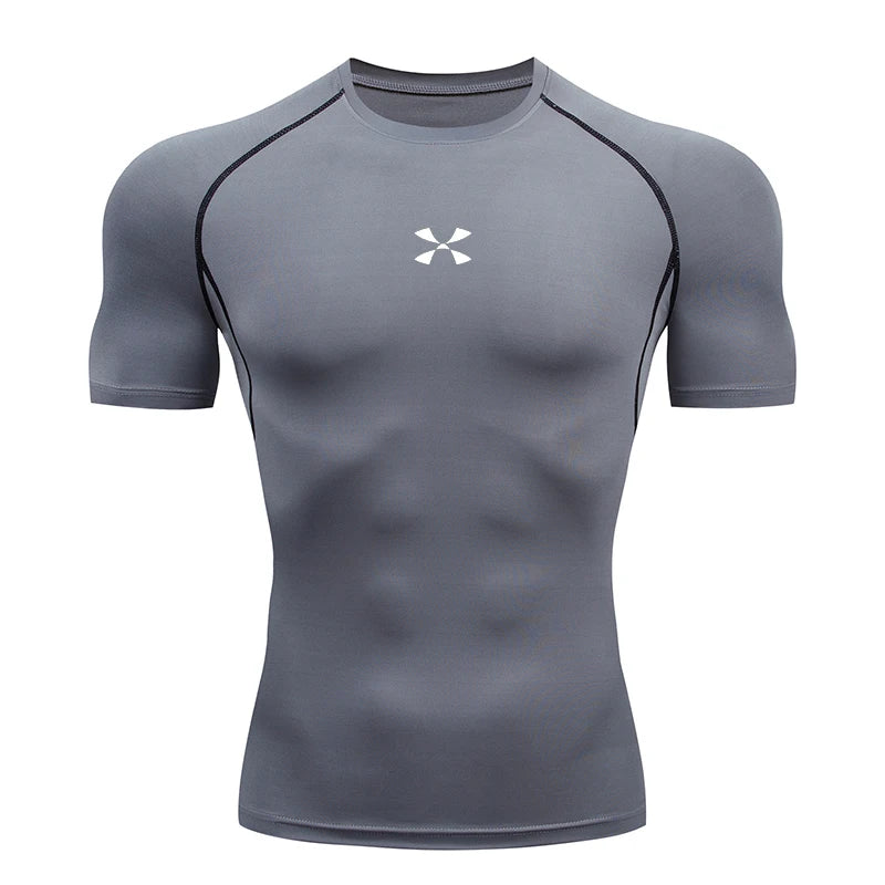 Compression T Shirt Men Summer Sportswear Running T-shirt Elastic Quick Dry Sport Tops Tee Athletic Gym Workout Shirts Men