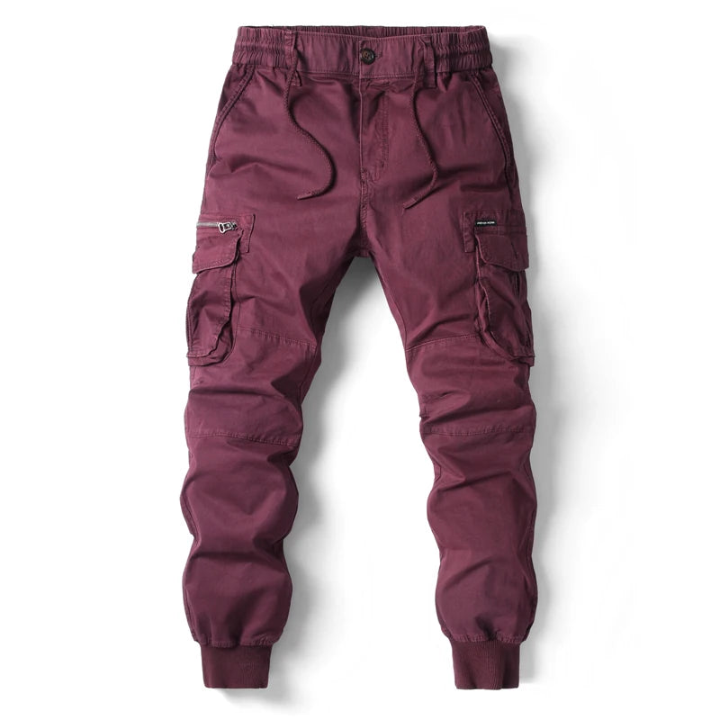 Cargo Pants Men Jogging Casual Pants Cotton Elastic Waist Military Mens Streetwear Mens Work Tactical  Trousers Plus Size