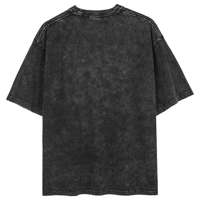 Graphic Vintage Acid Wash Cotton Tees for Men Women Summer Casual Oversized T-Shirt Gym Workout Fitness Short Sleeve Tops Tees