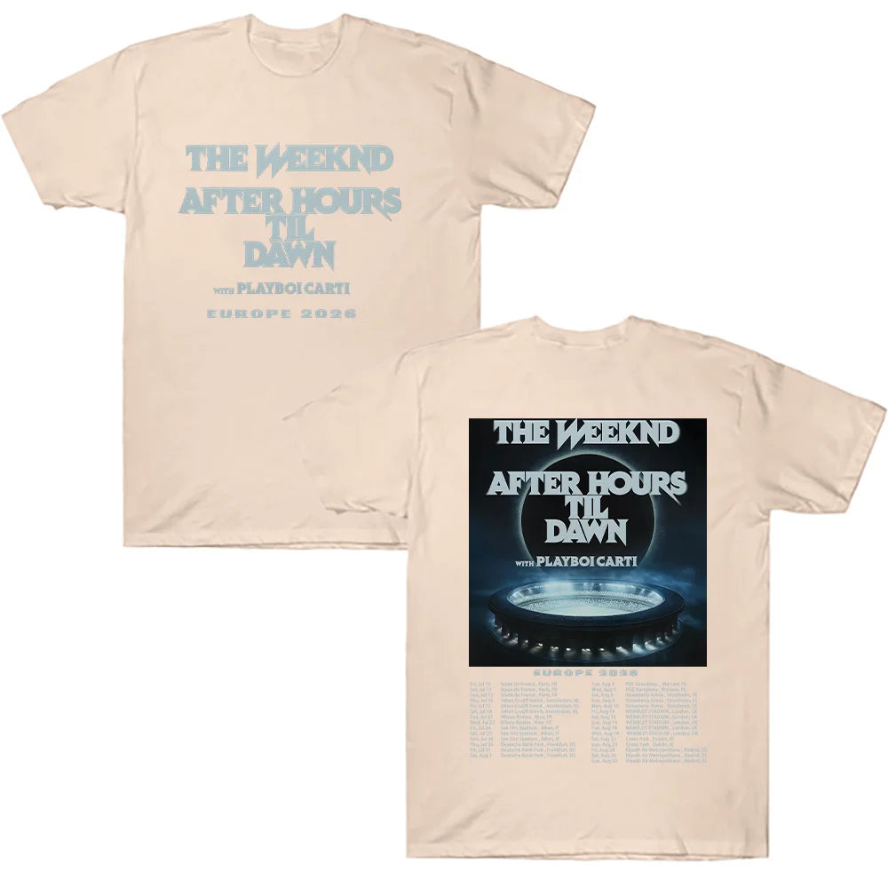 TheWeeknd After Hours Til Dawn Europe 2026 Tees Graphic T Shirts Women Men Hip Hop T-shirt Trendy Style Clothes Cotton T-shirts