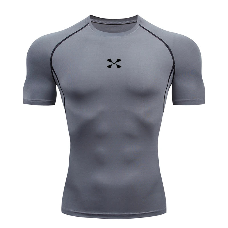 Compression T Shirt Men Summer Sportswear Running T-shirt Elastic Quick Dry Sport Tops Tee Athletic Gym Workout Shirts Men