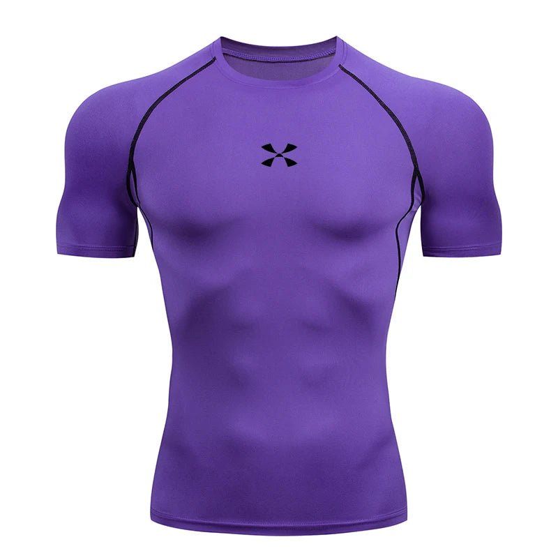 Compression T Shirt Men Summer Sportswear Running T-shirt Elastic Quick Dry Sport Tops Tee Athletic Gym Workout Shirts Men