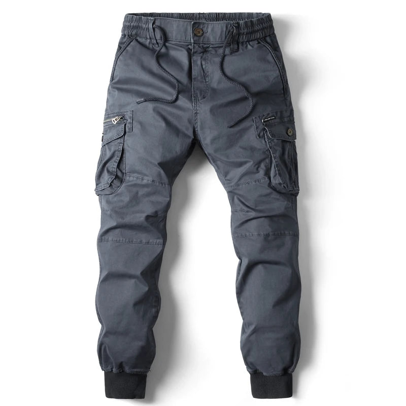Cargo Pants Men Jogging Casual Pants Cotton Elastic Waist Military Mens Streetwear Mens Work Tactical  Trousers Plus Size