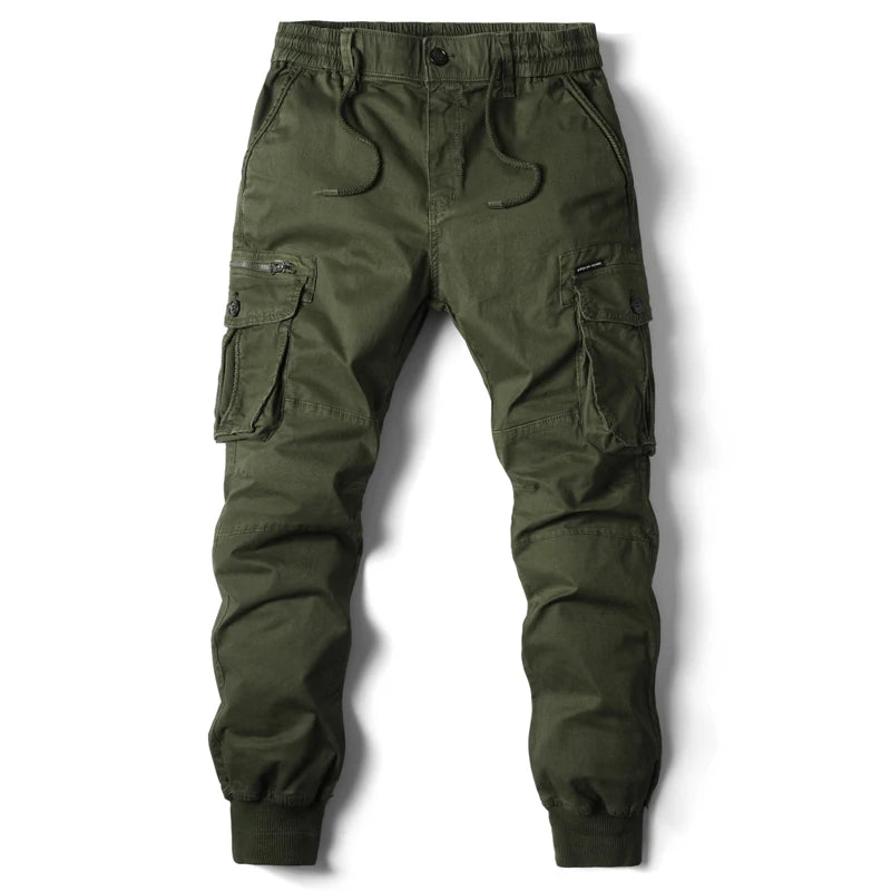 Cargo Pants Men Jogging Casual Pants Cotton Elastic Waist Military Mens Streetwear Mens Work Tactical  Trousers Plus Size