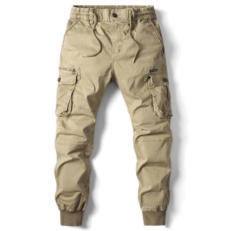 Cargo Pants Men Jogging Casual Pants Cotton Elastic Waist Military Mens Streetwear Mens Work Tactical  Trousers Plus Size