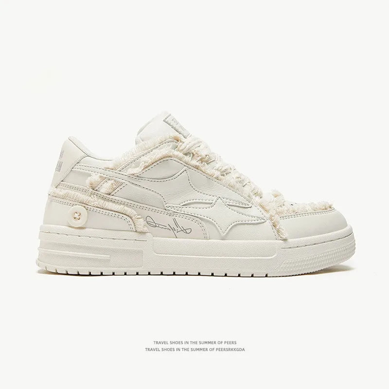 Women Shoes For Men Tennis Retro Fashion Star Shoes White Leather Male Sneakers Couple Outdoor Sport Casual Shoes