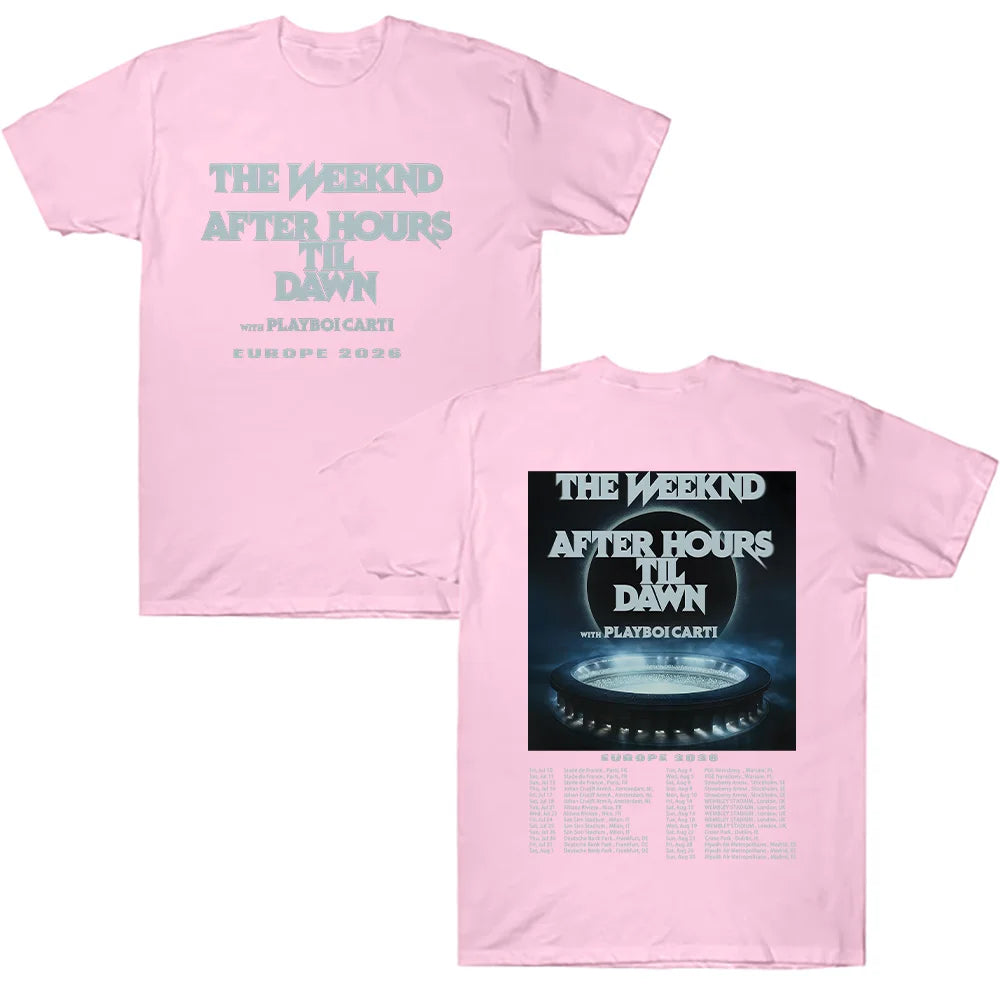 TheWeeknd After Hours Til Dawn Europe 2026 Tees Graphic T Shirts Women Men Hip Hop T-shirt Trendy Style Clothes Cotton T-shirts